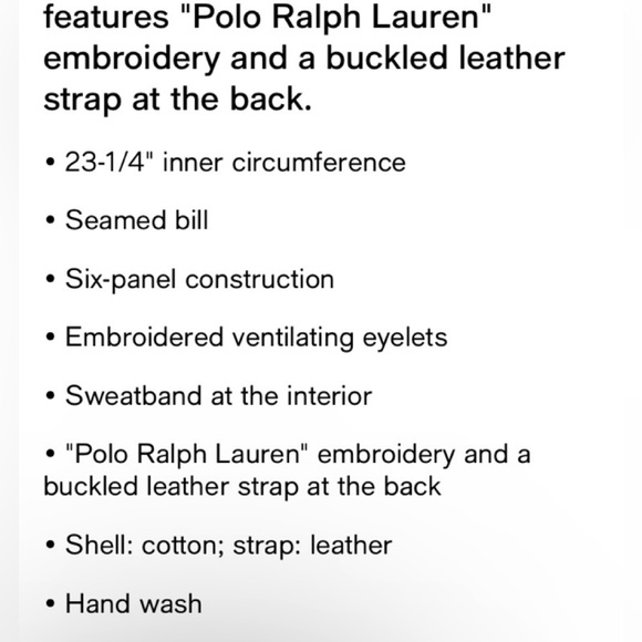 Polo Ralph Lauren Baseball Cap Hat - Picture 4 of 4